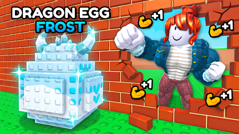 Official Ancient Egypt event thumbnail: a red-haired avatar breaks a brick wall beside a pale-blue horned egg labeled Dragon Egg Frost, with +1 icons.
